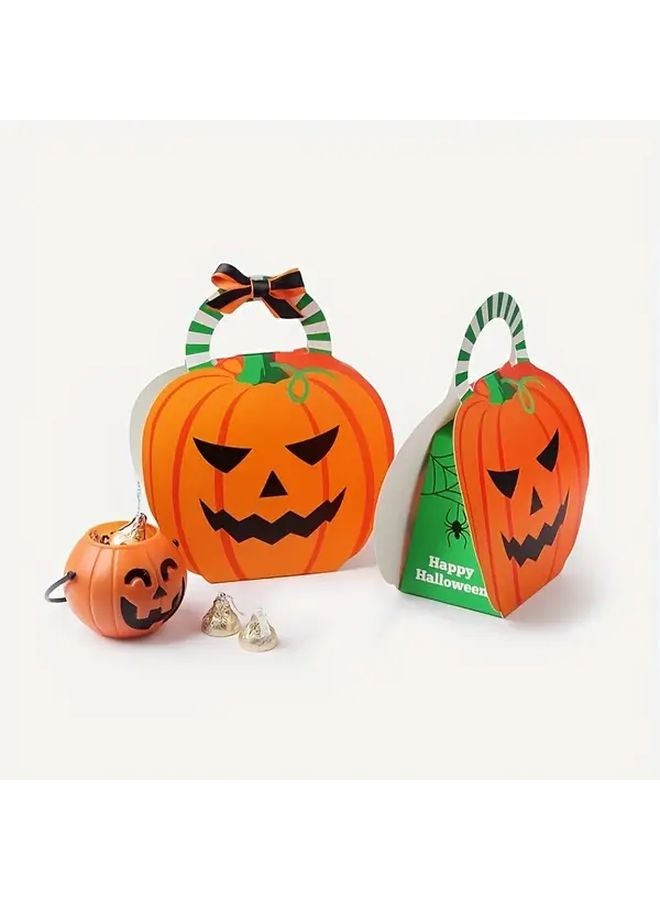 4 قطع صناديق هدايا يقطين هالويين برتقالية كبيرة للحلوى والحفلات - Image 3