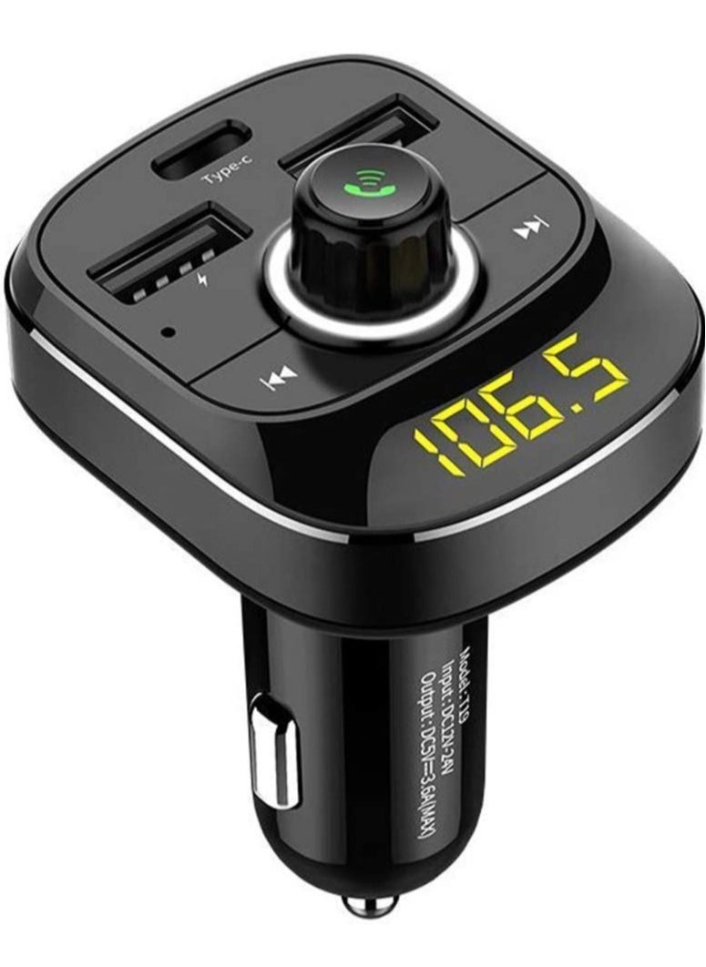 Fm Transmitter For Car, Bluetooth 5.0 Car Radio Audio Adapter With Qc3.0 Quick Charge, Pd Charge Port, Usb Drive, Tf Card, Mp3 Player, Support Hands-Free Calling, Black - Image 3