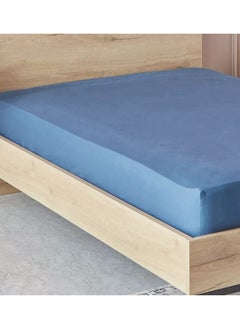 Home-Tex Design 2 Piece Hometex Design Single Size Dyed Flat Sheet Set Blue - 1 Flat Sheet (150x260 cm) + 1 Pillow Cover (50x75 cm)  - Image 1