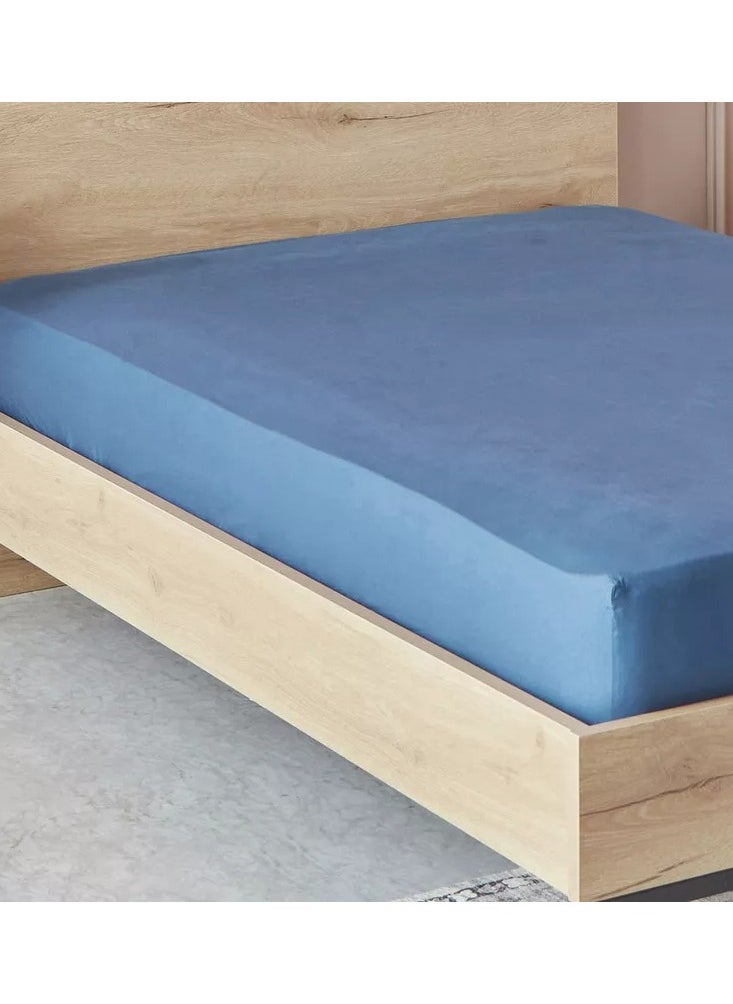 Home-Tex Design 2 Piece Hometex Design Single Size Dyed Flat Sheet Set Blue - 1 Flat Sheet (150x260 cm) + 1 Pillow Cover (50x75 cm)  - Image 1