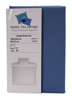 Home-Tex Design 2 Piece Hometex Design Single Size Dyed Flat Sheet Set Blue - 1 Flat Sheet (150x260 cm) + 1 Pillow Cover (50x75 cm)  - Image 2