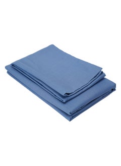 Home-Tex Design 2 Piece Hometex Design Single Size Dyed Flat Sheet Set Blue - 1 Flat Sheet (150x260 cm) + 1 Pillow Cover (50x75 cm)  - Image 3