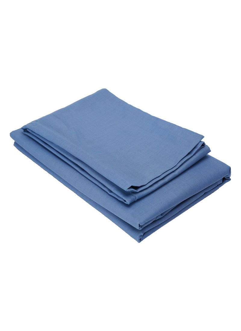 Home-Tex Design 2 Piece Hometex Design Single Size Dyed Flat Sheet Set Blue - 1 Flat Sheet (150x260 cm) + 1 Pillow Cover (50x75 cm)  - Image 3