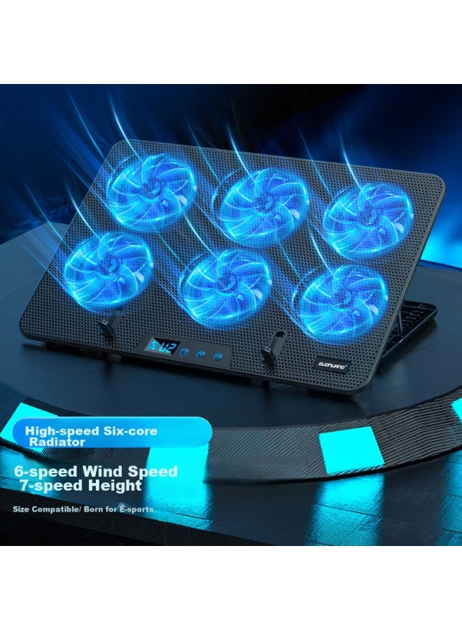 Suohuang X6 Laptop Cooling Pad, Lcd Display Adjustable Speed Screen Fan Stand, Gaming Laptop Cooling Base - Image 1