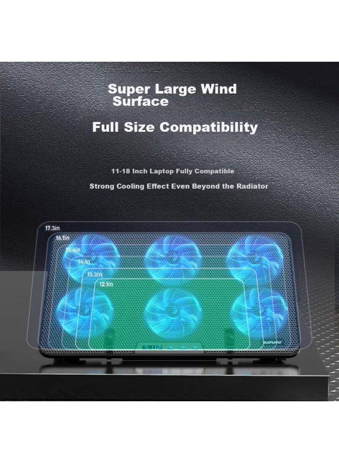 Suohuang X6 Laptop Cooling Pad, Lcd Display Adjustable Speed Screen Fan Stand, Gaming Laptop Cooling Base - Image 5