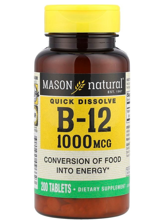 Mason Natural Vitamin B-12 Quick Dissolve 1000 mcg 200 Tablets - Image 1