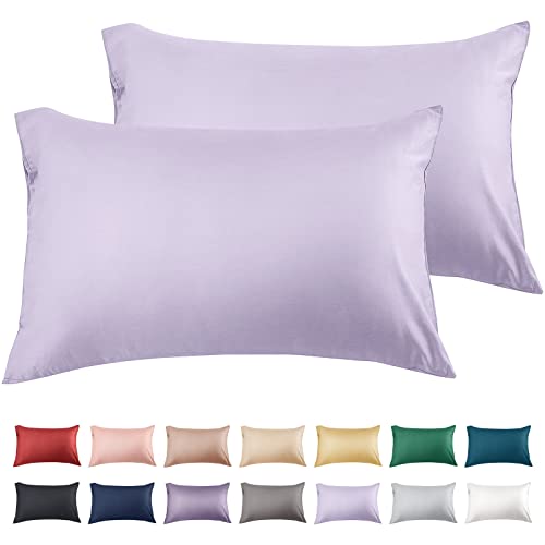Warmstar Cotton Pillow Cases Standard Size Set of 2 600 Thread Count Pillowcases 20x26 Inches Soft Long Staple Cotton Pillowcases Breathable with Envelope ClosureLavender