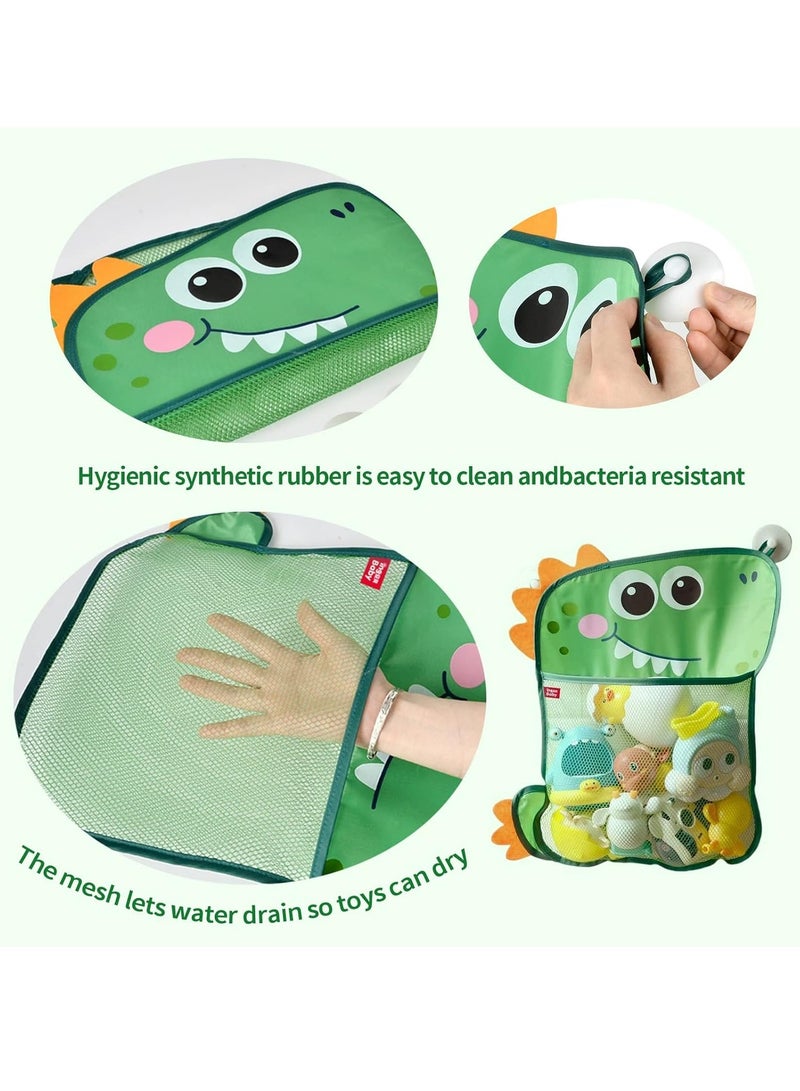 Zikra Mesh Bath Toy Organizer Duck Dinosaur Extra Bath Toy Storage Net 8 Strong Hooks  Bathtub Toy Organizer and Bath Shower Caddy Solution for Kids Bath Toys for Toddlers 2PCS - Image 5