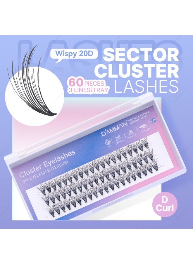 D'AMMA'N D Curl 0.07mm Cluster Lashes 8-16mm Mix Natural Wispy DIY Eyelash Extensions - Image 3