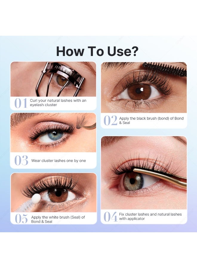 D'AMMA'N D Curl 0.07mm Cluster Lashes 8-16mm Mix Natural Wispy DIY Eyelash Extensions - Image 5
