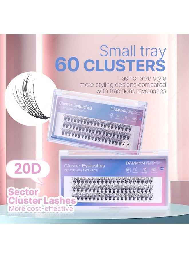 D'AMMA'N D Curl 0.07mm Cluster Lashes 8-16mm Mix Natural Wispy DIY Eyelash Extensions - Image 1