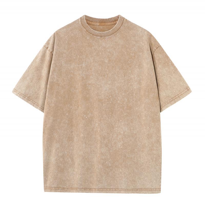 YBJ-023X new fashion brand heavy washed old batik distressed 230g round neck T-shirt oversize style - Image 4