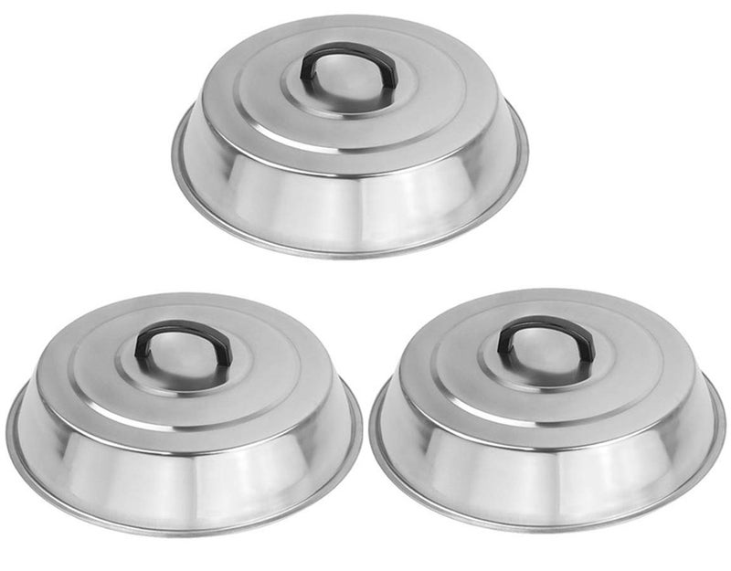 ZBXFCSH 3 Sets BBQ Accessories 12 Inch Round Stainless Steel Basting Cover Wok Lids- Cheese Melting Dome and Steaming Cover, Best fits for Blackstone Camp Chef Flat Top Griddle Grill Cooking Indoor or Outdoor - Image 1