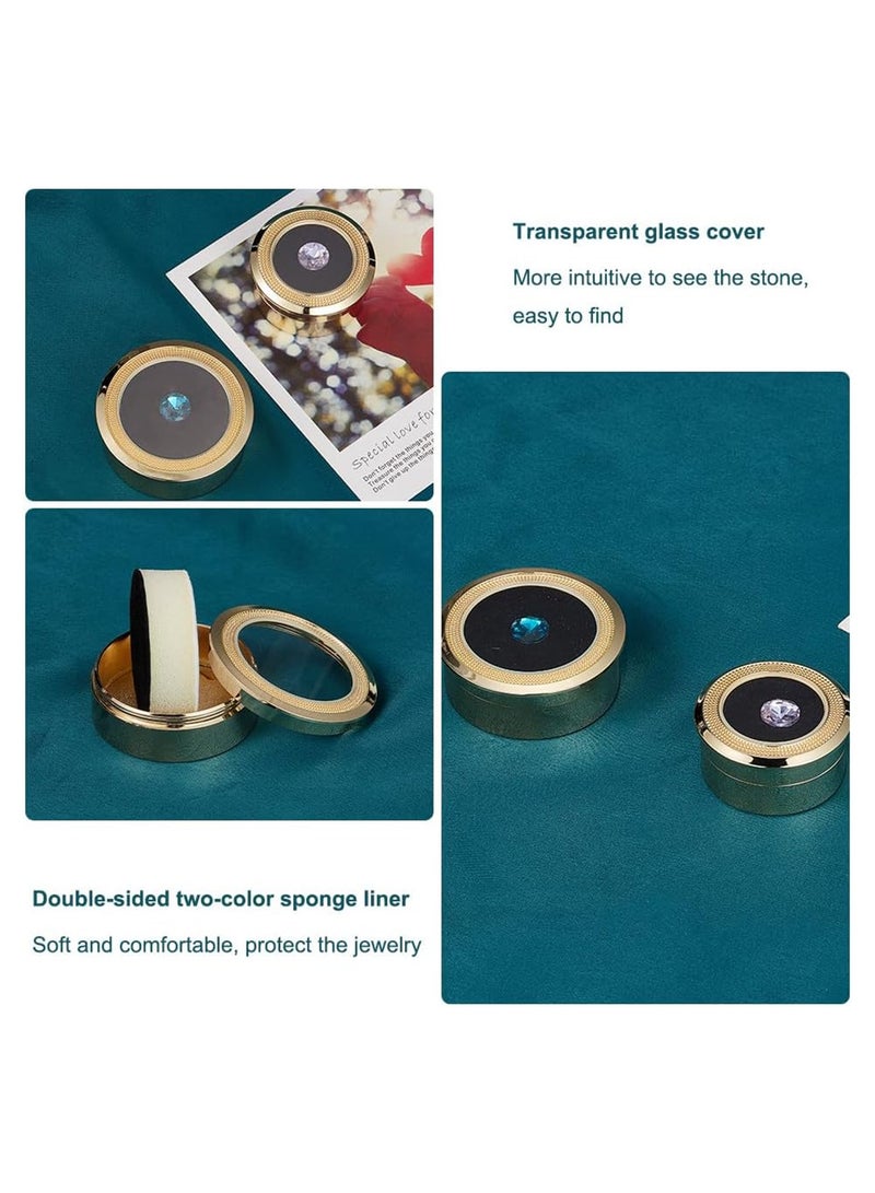 SOLARAE Gemstone Display Box Round Loose Diamond Gemstone Display Case Gold Alloy Jewelry Box Container with Window for Proposal Jewelry Diamond Wedding Necklace, 2 Sizes - Image 4
