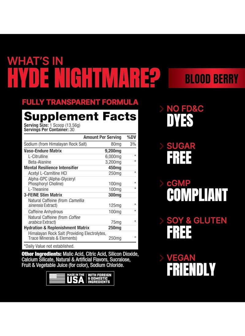 Hyde Nightmare Pre-Workout - Blood Berry - (406.8g)