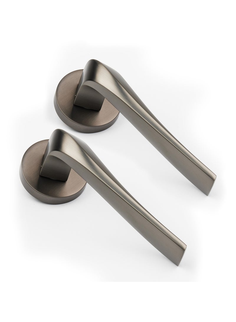 CINCINNO Alba Premium Anti-Rust Zinc Door Handle Pair – Durable & Stylish for Home & Office, UV Protection, 2-Year Color & 5-Year Mechanical Warranty, Salt Spray Tested (Gun Metal Grey)  - Image 1