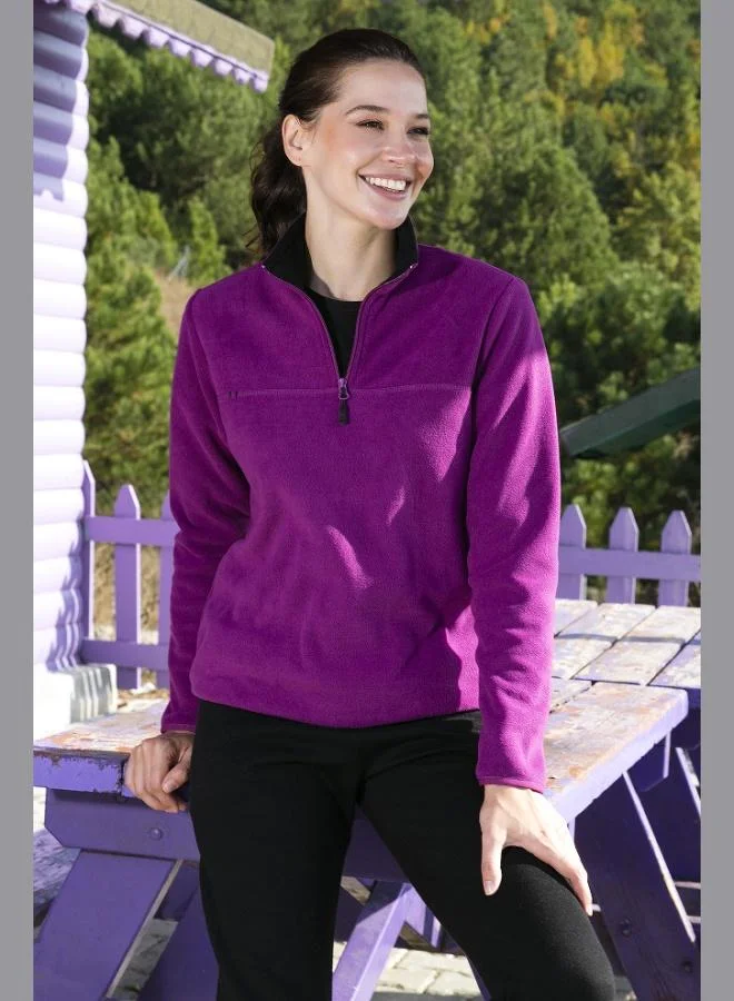 Lela Lela Slim Fit Soft Textured Anti-Pilling Half-Zip Fleece Women's Jacket 5907000