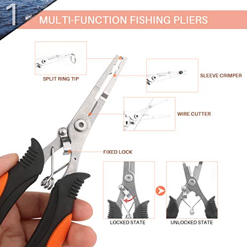 mouhike Fishing Tool Kit Fishing Pliers, Fish Lip Gripper, Fishing Hook Remover, Ice Fly Stainless Steel Fish Pliers, Fishing Accessories Fishing Gear Fishermen Gift - Image 4