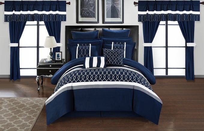 DINAH 24 PIECE BED IN A BAG COMFORTER SET KING BLUE