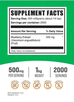 BULKSUPPLEMENTS.COM .com Blueberry Extract Powder - Blueberry Extract Supplement, Wild Blueberry Extract - Vegan & Gluten Free, 500mg per Serving, 1kg (2.2 lbs) (Pack of 1)  - Image 2