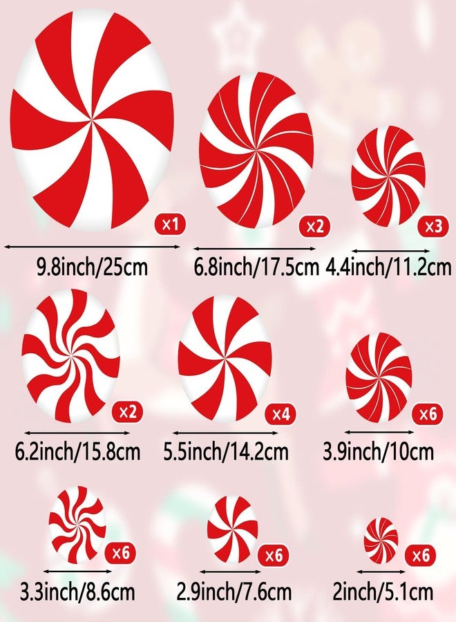 Hxezoc 36 Pcs Christmas Peppermint Floor Decals Stickers, Floor Window Wall Candy Decals Stickers for Christmas Candyland Winter Holiday Party Decorations - Image 2