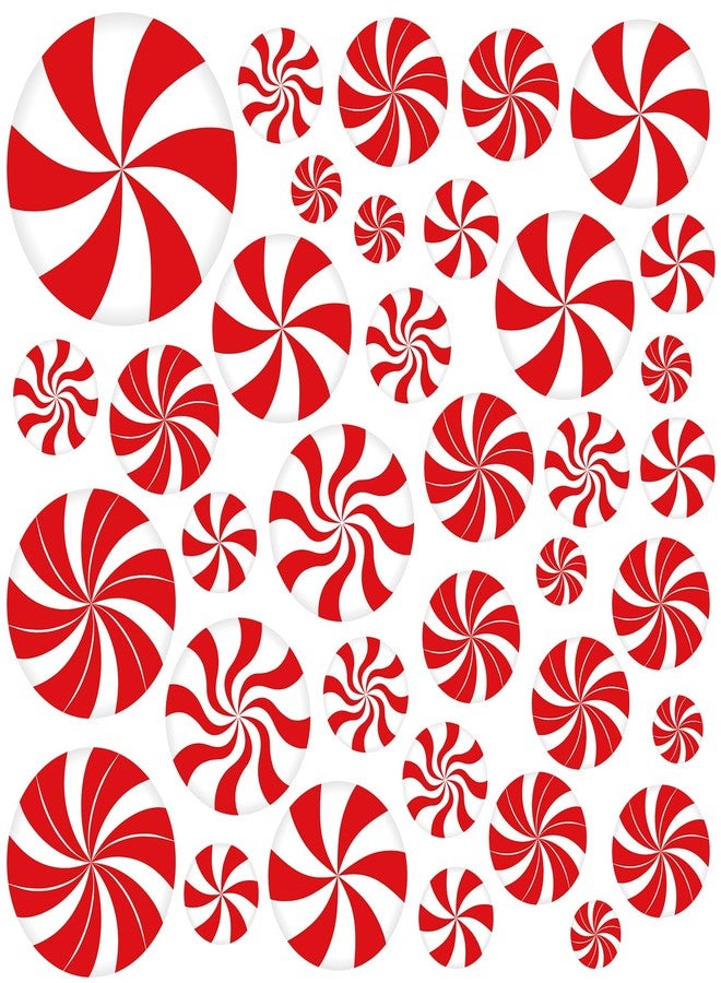 Hxezoc 36 Pcs Christmas Peppermint Floor Decals Stickers, Floor Window Wall Candy Decals Stickers for Christmas Candyland Winter Holiday Party Decorations - Image 1