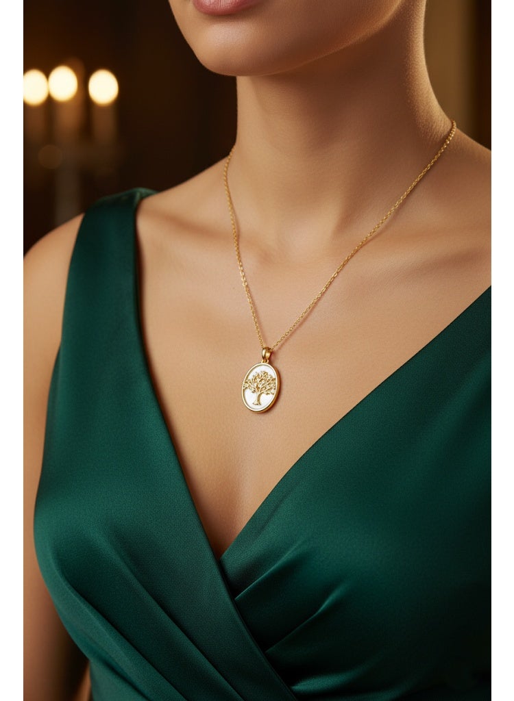 فلافي عقد نسائي بدلاية شجرة الحياة البيضاوية – لمسة راقية - Image 1