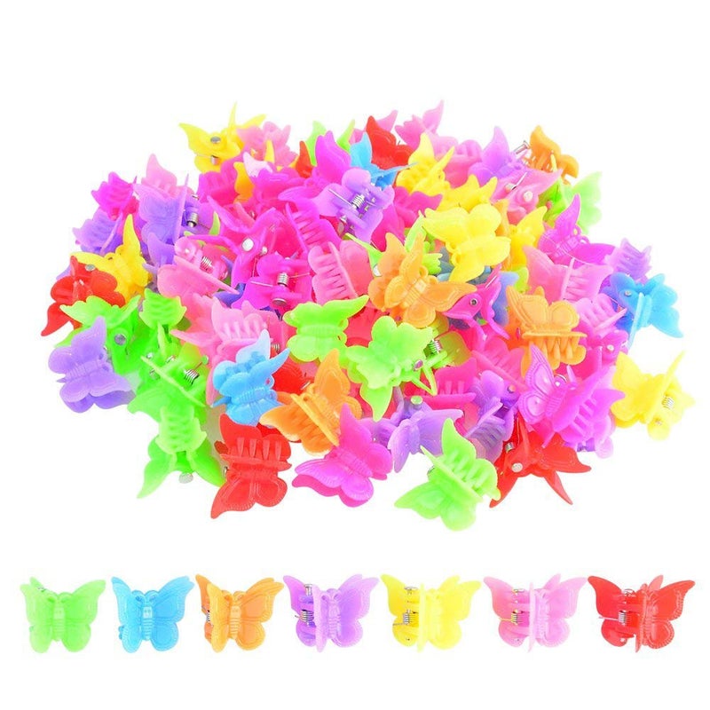 Bantoye 100 Packs Assorted Color Butterfly Hair Clips Bantoye Beautiful Mini Hair Accessories for Girls and Women Random Color