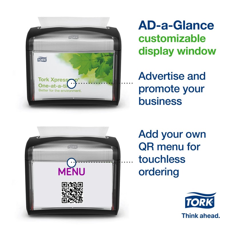 Tork Xpressnap Tabletop Napkin Dispenser Black One-at-a-time Dispensing, Hygienic, Durable Design 1 Pack x 1 Dispenser (6232100) - Image 3