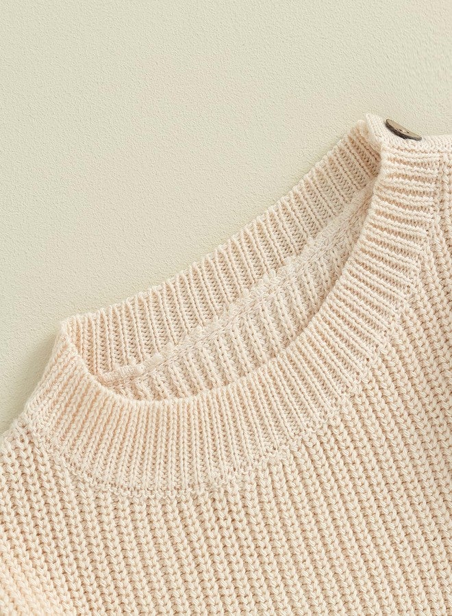 FOMOYUU Newborn Toddler Baby Boys Girls Pullover Sweater Cotton Knit Button Closure Fall Winter Clothes Outfit (Cream White, 0-3 Months) - Image 5