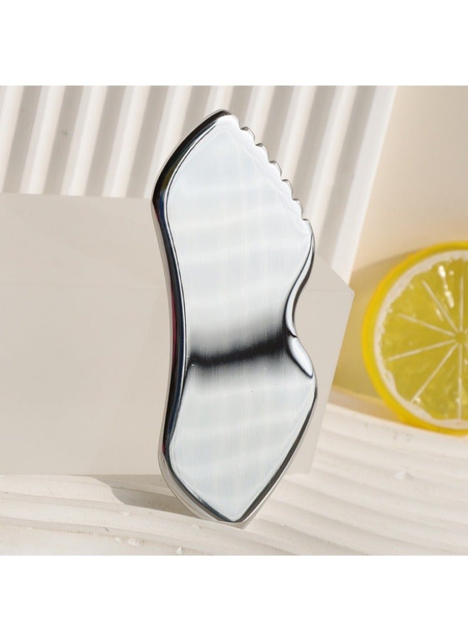 أداة غوا شا المعدنية للوجه من الفولاذ المقاوم للصدأ لشد البشرة وتدليكها وكشطها، أداة تجميل للجسم والعينين والرقبة مع حقيبة سفر - Image 1