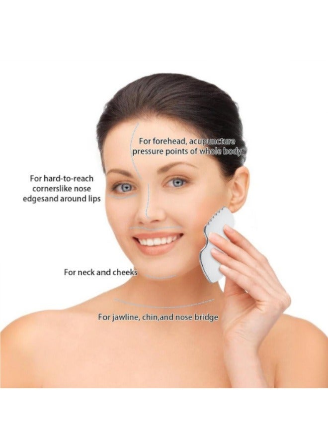 أداة غوا شا المعدنية للوجه من الفولاذ المقاوم للصدأ لشد البشرة وتدليكها وكشطها، أداة تجميل للجسم والعينين والرقبة مع حقيبة سفر - Image 5