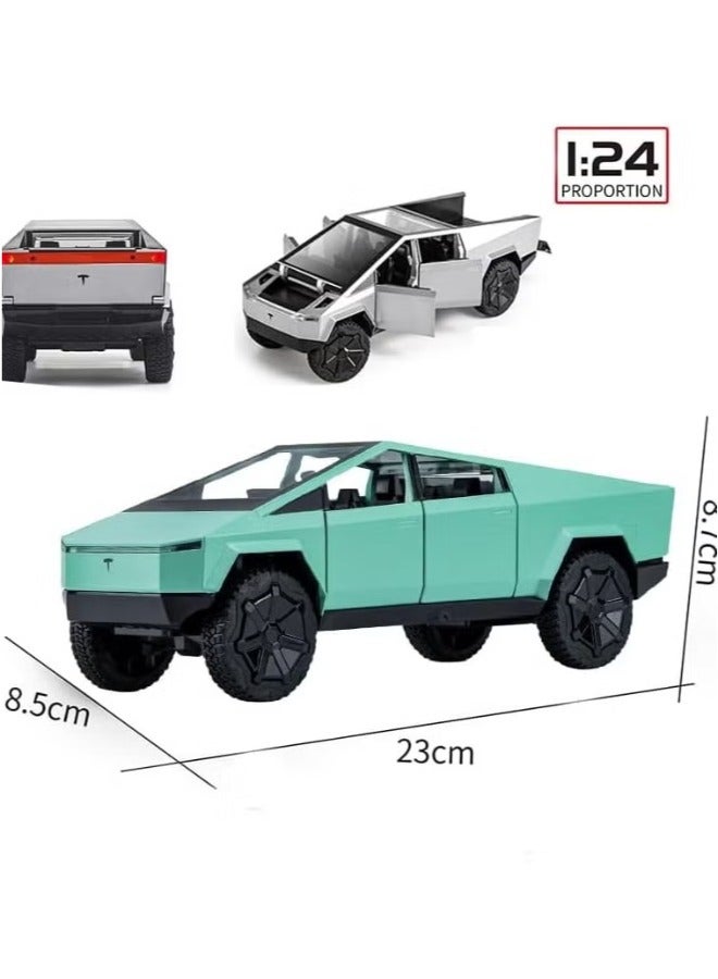 1:32 Scale Cybertruck Model Toy Pull Back Pick-Up Truck with Sound and Light, Alloy Diecast Cyber-Truck Toys for Kids Gift or Tesla Vehicles Model Collection Multicolor - Image 4