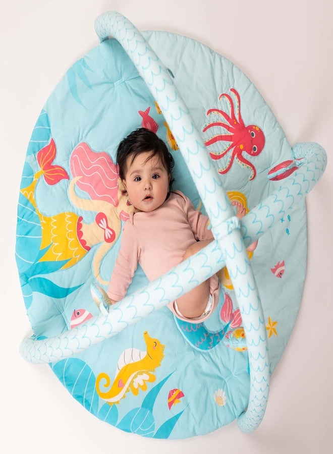 haus & kinder Baby Playgym For Babies|Activity Play Gym Mat With 5 Hanging Toys|Foldable And Durable Cotton Play Mat | Baby Crawling Mats For Floor For 0 To 24 Months (Into The Ocean), 1 Count, Blue - Image 1