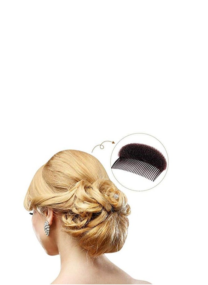 ericotry - Hair Comb, 2Pcs 3.3inch Charming Bump It Up Volume Inserts Sponge Foam Hair Stick Bun Maker Tool, Hair Base Styling Accessories, Hair Increasing Tool (Brown, Nylon, Black, Beige) - Image 1