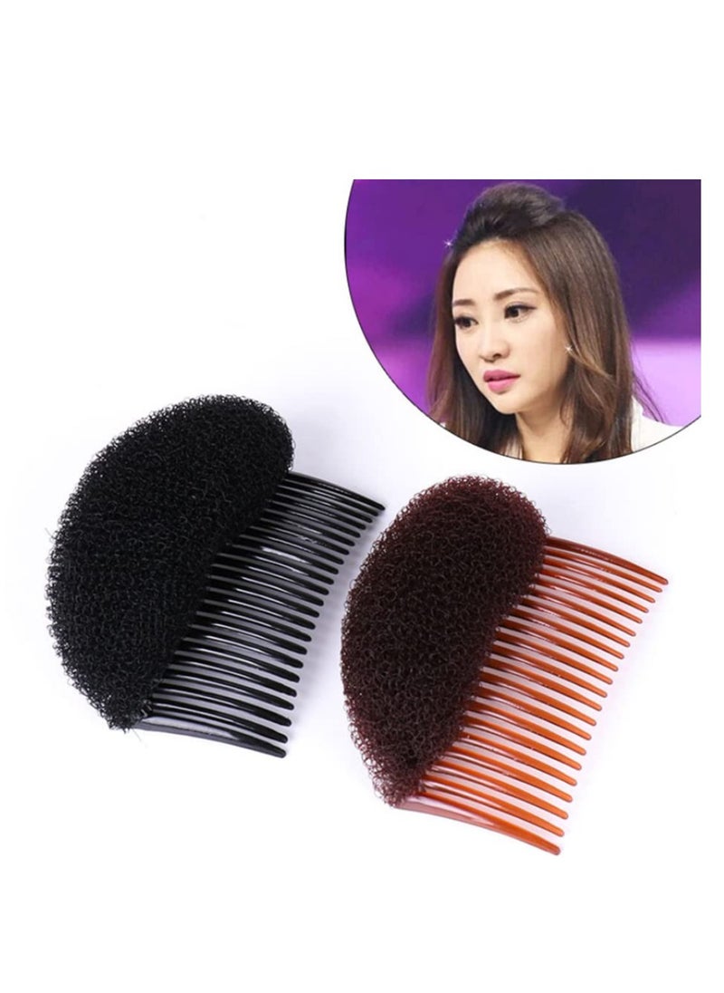 ericotry - Hair Comb, 2Pcs 3.3inch Charming Bump It Up Volume Inserts Sponge Foam Hair Stick Bun Maker Tool, Hair Base Styling Accessories, Hair Increasing Tool (Brown, Nylon, Black, Beige) - Image 1