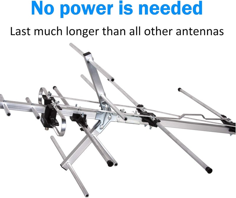 Five Star Yagi Satellite HD TV Antenna up to 200 Mile Long Range, Attic or Roof Mount Digital OTA TV Antenna for 4K Supports 4 TVs Installation Kit & Mounting Pole, Radio/FM Antenna - Image 3