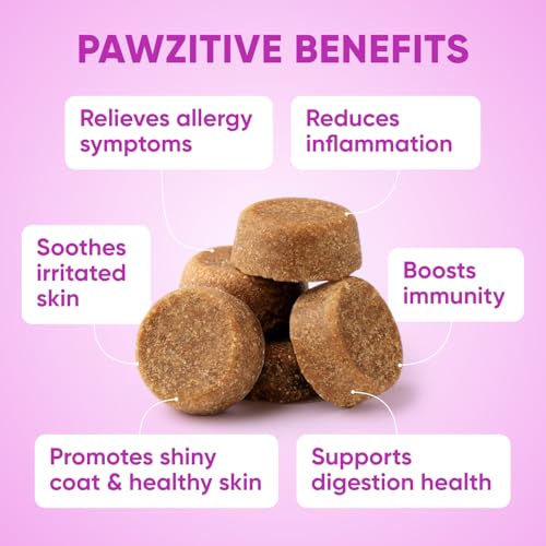 Pawzitive Pets Dog Allergy Relief Chews for Itchy Skin - Seasonal and Food Allergy Chews for Shedding, Licking Paws, Hot Spot, Ears - USA Product - Omega 3 Fish Oil Skin & Coat Supplement - Anti Itch Immune Treats - Image 3