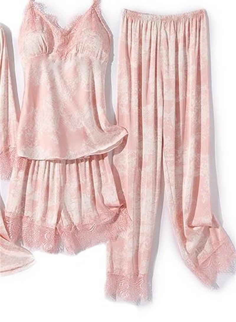 5pcs thin suspender pajamas V-neck robe set  - Image 4