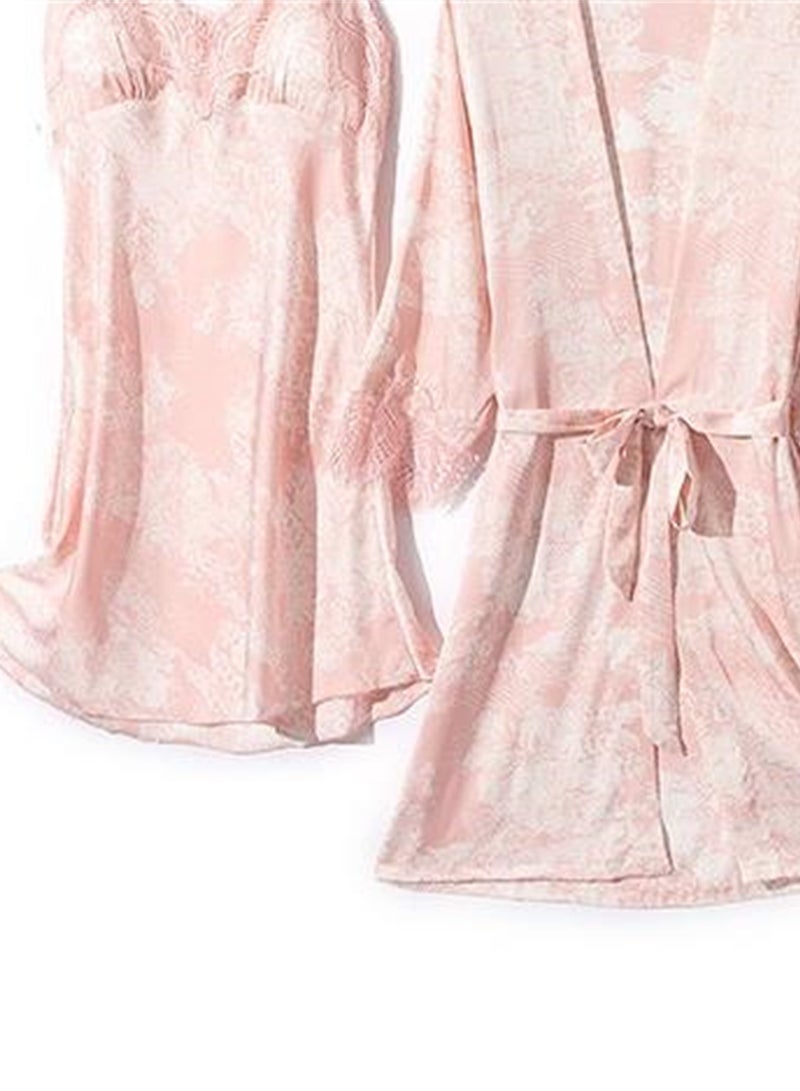 5pcs thin suspender pajamas V-neck robe set  - Image 3