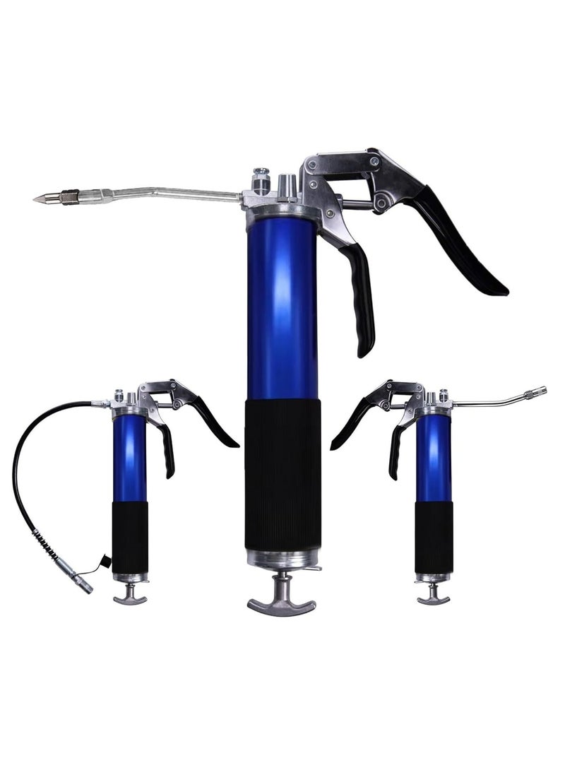 Grease Gun 6000 PSI مسدس قبضة المسدس الثقيل مع 3 خرطوم مرنة ، 1 امتداد أنبوب مستقيم ، فوهة من النوع الحاد و 1 مقرنة طبيعية - Image 2