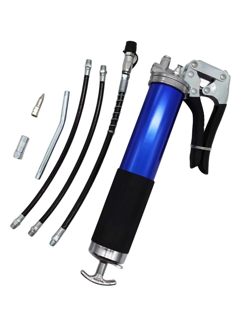 Grease Gun 6000 PSI مسدس قبضة المسدس الثقيل مع 3 خرطوم مرنة ، 1 امتداد أنبوب مستقيم ، فوهة من النوع الحاد و 1 مقرنة طبيعية - Image 1