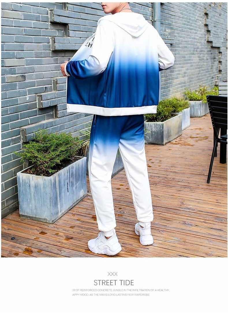 NIBEMINENT - Men's youth thin track suit jacket and pants hoodie set - Image 1