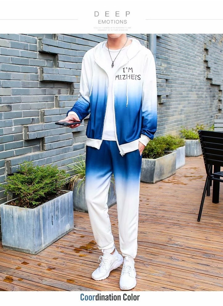 NIBEMINENT - Men's youth thin track suit jacket and pants hoodie set - Image 1