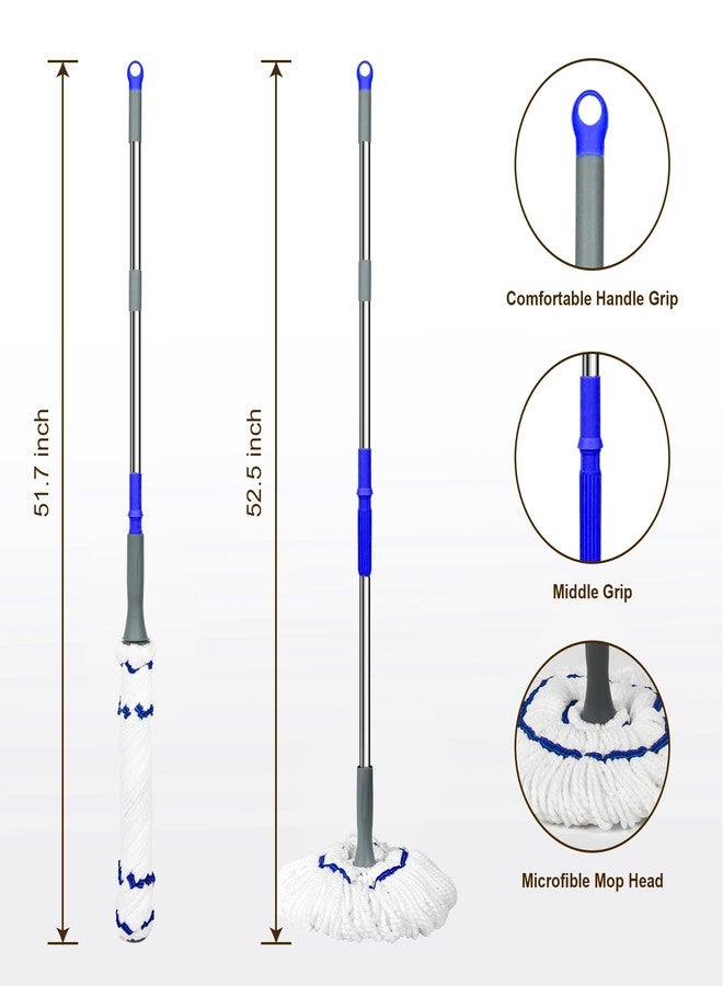 kickleen Self Wringing Floor Cleaner with 52.5 Inch Long Handle, Heavy Duty Wet Mop for Hardwood, Tile, Vinyl, Laminate Floors (White) - Image 3