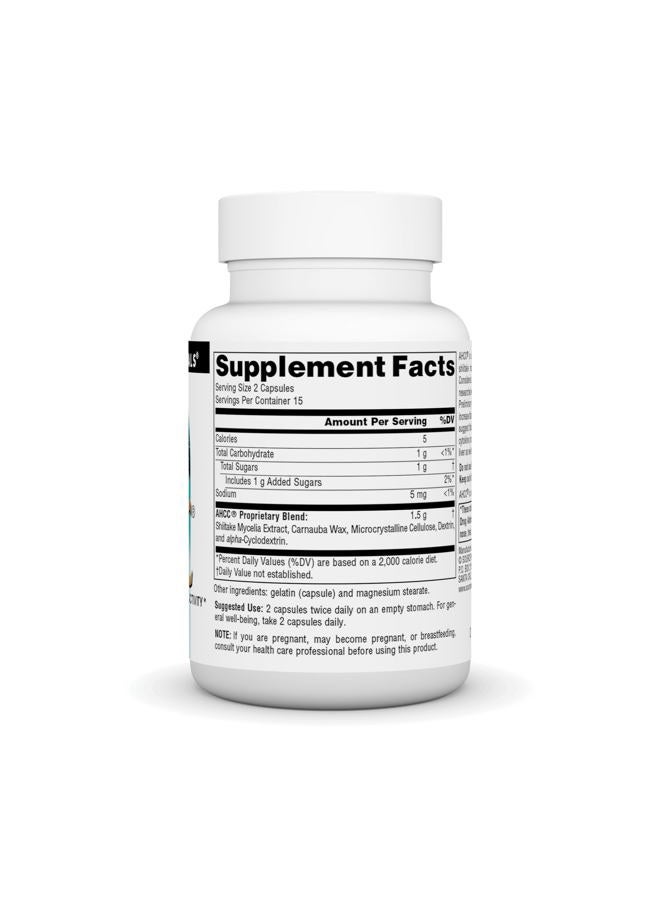 Source Naturals AHCC 750 ملغ يزيد من نشاط خلايا القاتل الطبيعي* - 30 كبسولة - Image 2