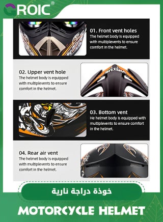 Sport Motorcycle Helmet,Motorcycle Full Face Helmet,ightweight ABS Shell,Bike Motocross Helmets for Adults,Motorcycle Street Bike Helmet - view 5