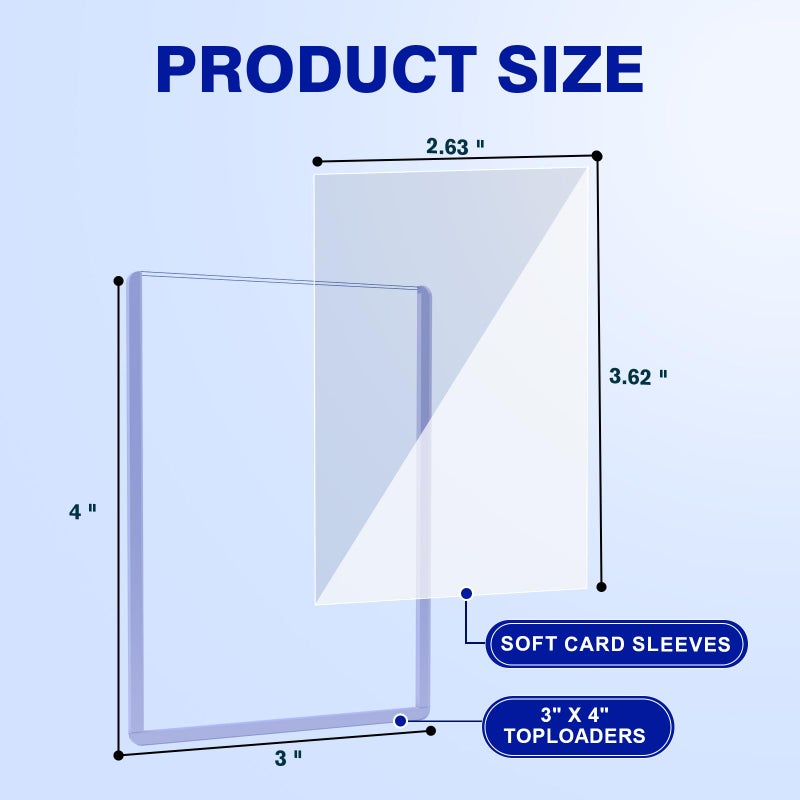 Prilino 600ct Card Sleeves Top Loaders for Cards - 35pt 3"x4" Topload Holders, Hard Plastic Card Protectors, Premium Topload Holders for Collectible(300 Top Loaders + 300 Soft Sleeves) - Image 2