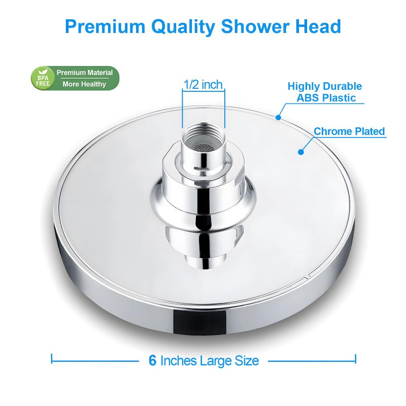 AISINYI High Pressure Rainfall Shower Head, 6 Inches Luxury Modern Showerhead with Perfect Adjustable Replacement, Removable Restrictor, Easy Installation for Your Bathroom Shower Heads(Chrome Plated) - Image 4