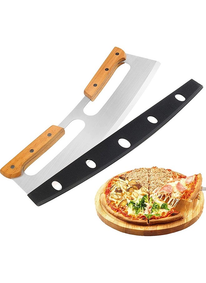 Arabest 14" Pizza Cutter,Pizza Cutter Rocker with Wooden Handles & Protective Cover ,Dishwasher Safe , Sharp Stainless Steel Pizza Slicer Wheel , Big Pizza Knife Cutters for Kitchen Tool  - Image 1